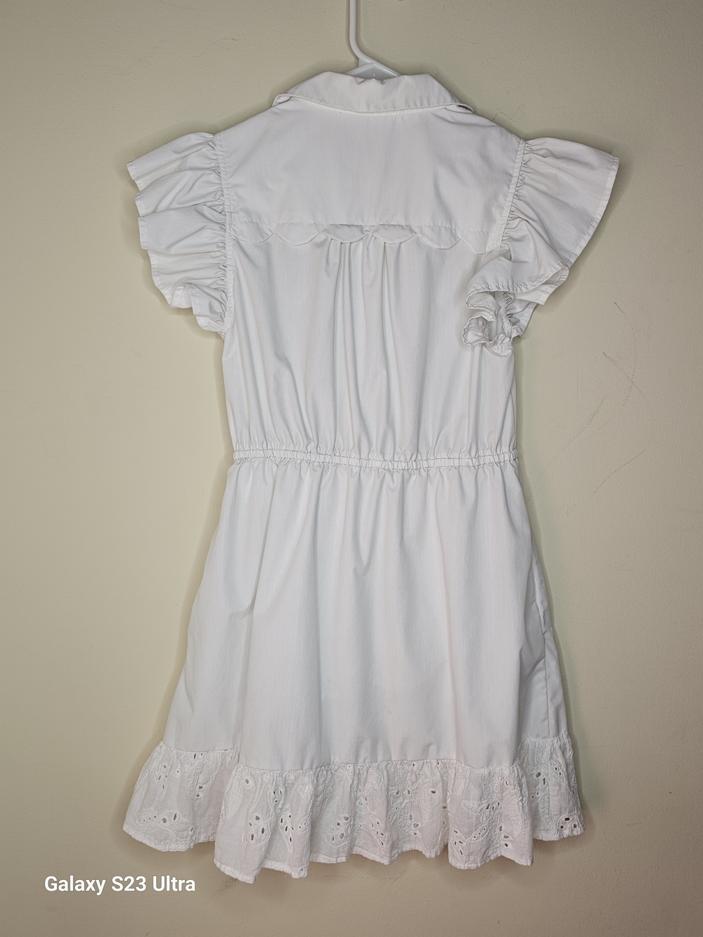 En Saison White Button-Front Ruffle Drawstring Dress - Picture 2 of 5